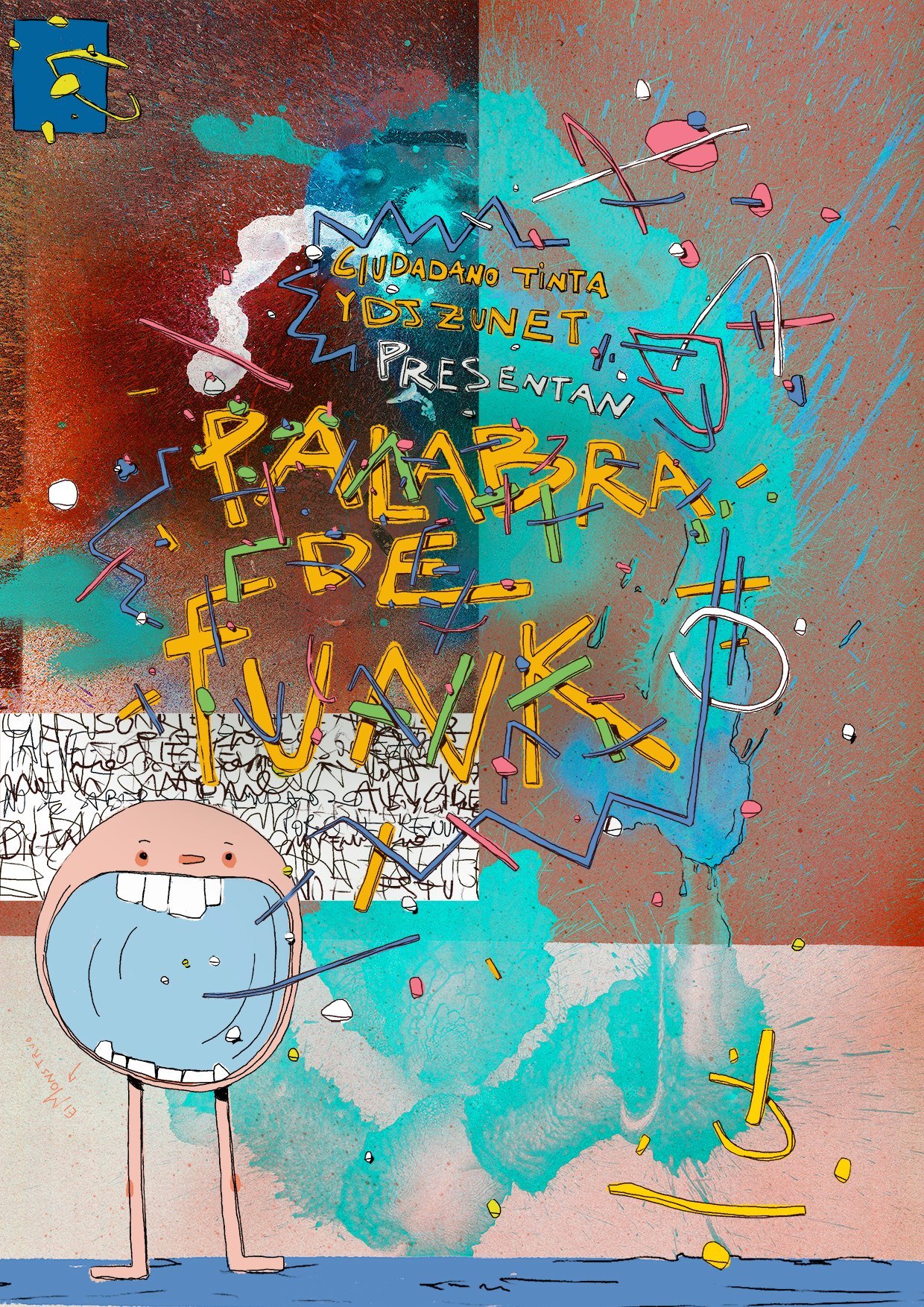 Poster A3 del album Palabra de Funk con el personaje de boca abierta y el titulo en amarillo