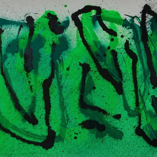 Verdes flúor sobre verde, pintura sobre papel de Sonek Lab