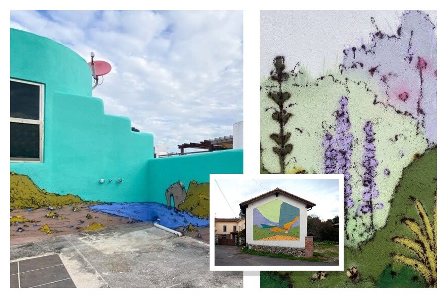Collage de la serie Allí donde quiero estar: Cantábrico en el Caribe, detalle de Arbusto cordillera y El Desfiladero