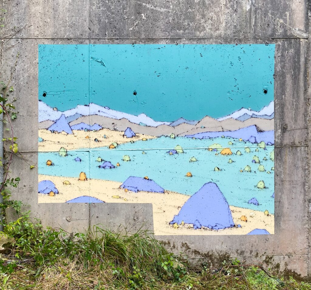 Entrepraos casi terminado, sobre el muro de hormigón.